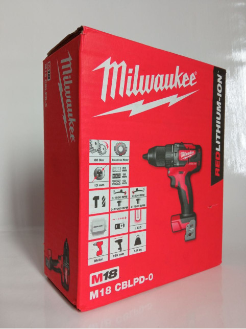 Дриль-шурупокрут з ударом акумуляторний MILWAUKEE, M18 CBLPD-0, 60Нм
