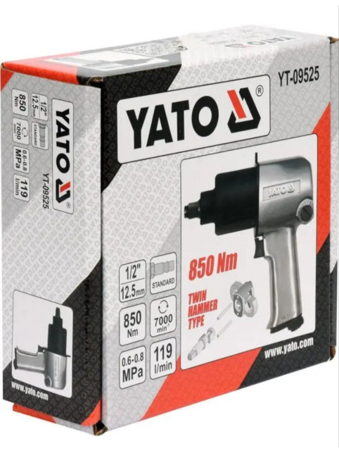 Пневматичний гайковерт для шиномонтажу 850 Нм YATO YT-09525