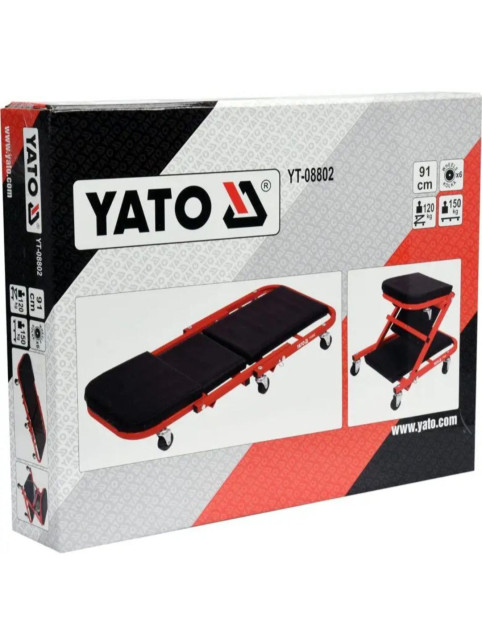 ЛЕЖАК-СИДІННЯ ДЛЯ РЕМОНТУ НА 6 КОЛЕСАХ YATO 91 Х 42 Х 13 СМ 150/120 КГ  YT-08802